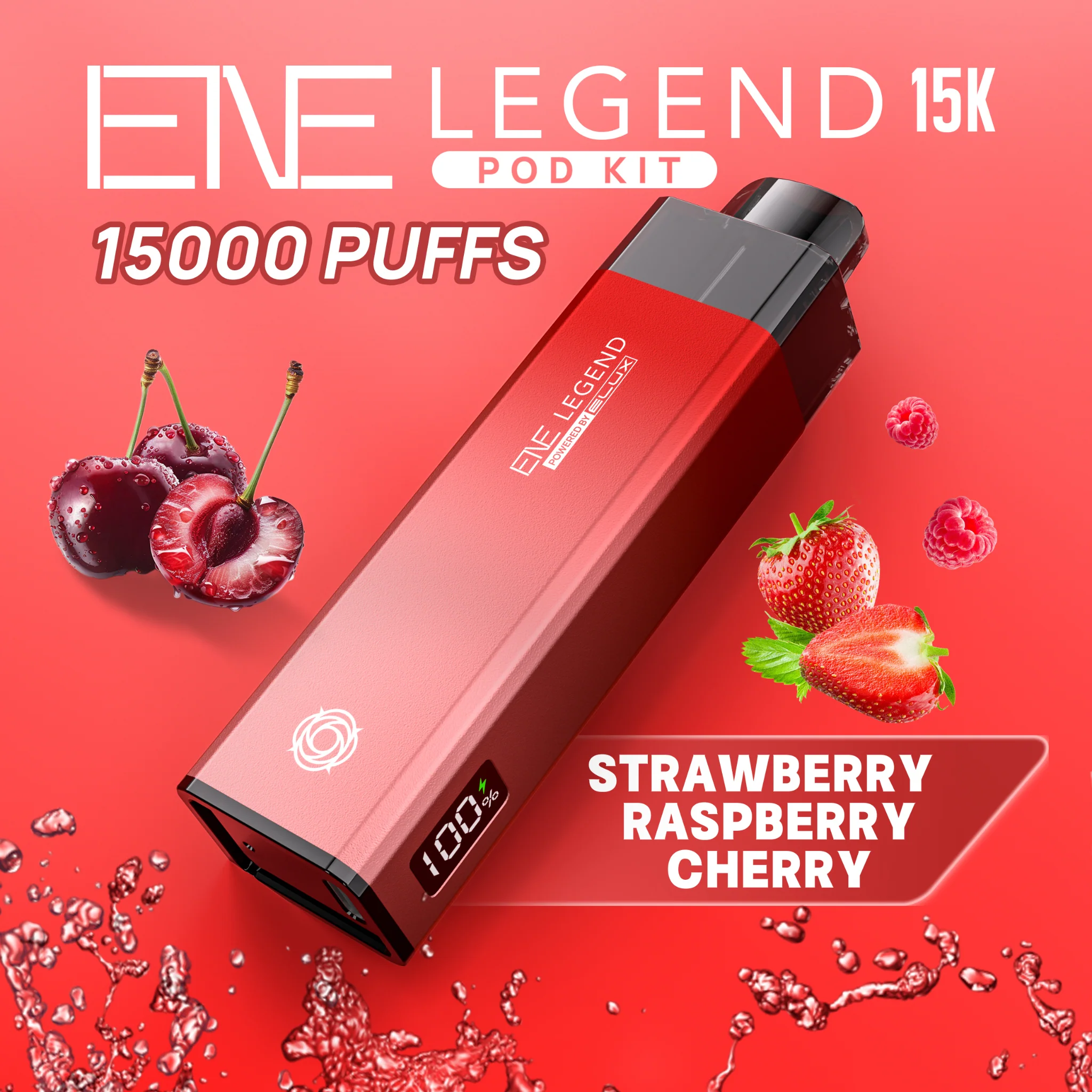 Straw Raspberry Cherry Elux Legend 15K Puff Prefilled Pod Kit - £6.89