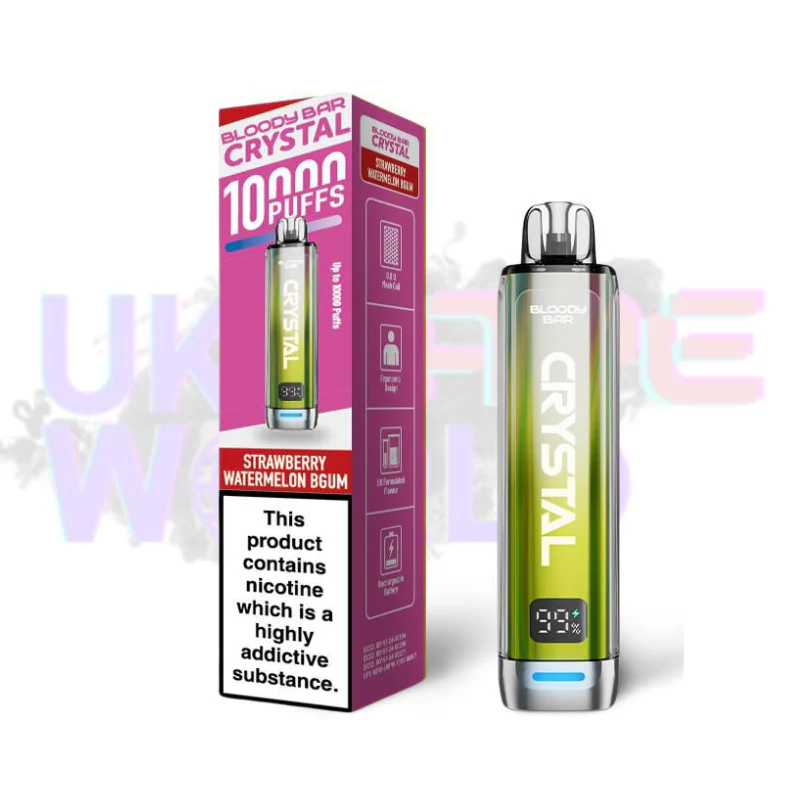 Straw Water Bubblegum Bloody Bar Crystal 10K Puff Box Of 10 - Image 2