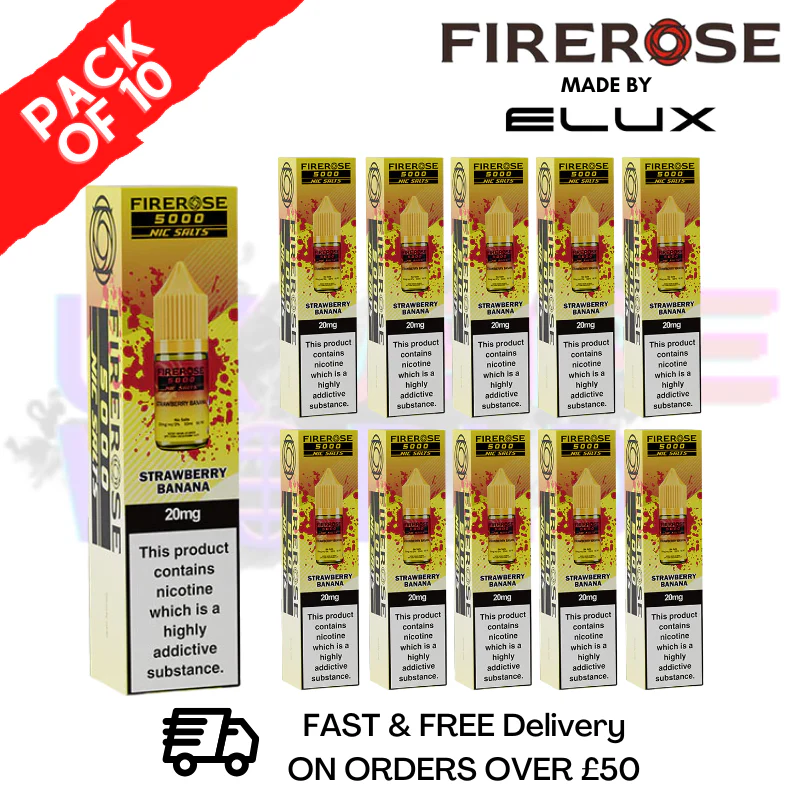 Strawberry Banana Firerose 5000 Nic Salt Box Of 10