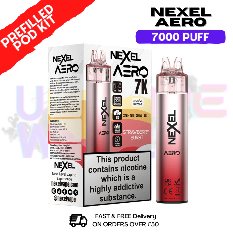 Strawberry Burst Nexel 7000 Puff Pod Kit