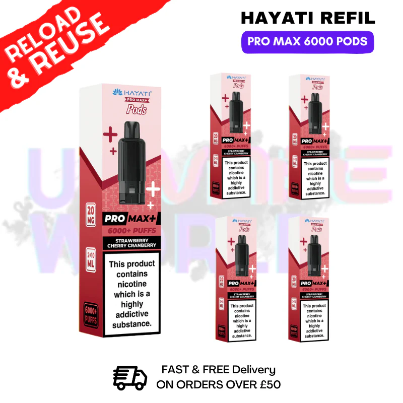 Strawberry Cherry Cranberry Hayati ProMax 6K Replacement Pods Box Of 5