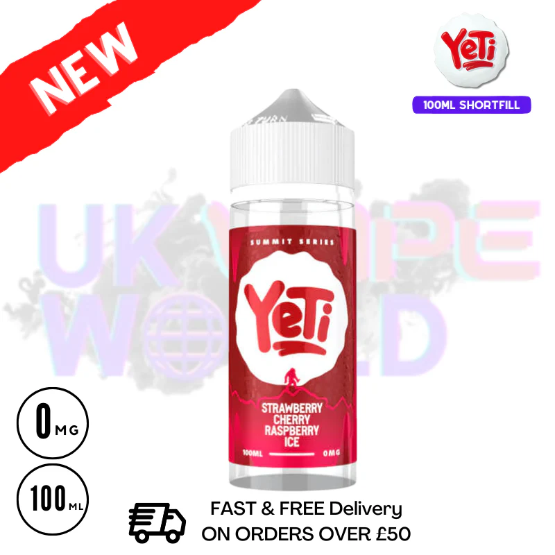 Strawberry Cherry Raspberry ICE Yeti Summit Shortfill Juice 100ML Eliquid