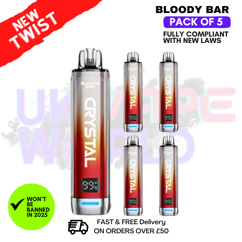 Strawberry Ice Bloody Bar Crystal 10K Puff Pack Of 5