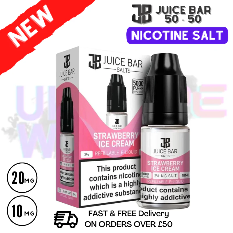 Strawberry Ice Cream - Juice Bar Nic Salt 10ML eLiquid Only £1.99
