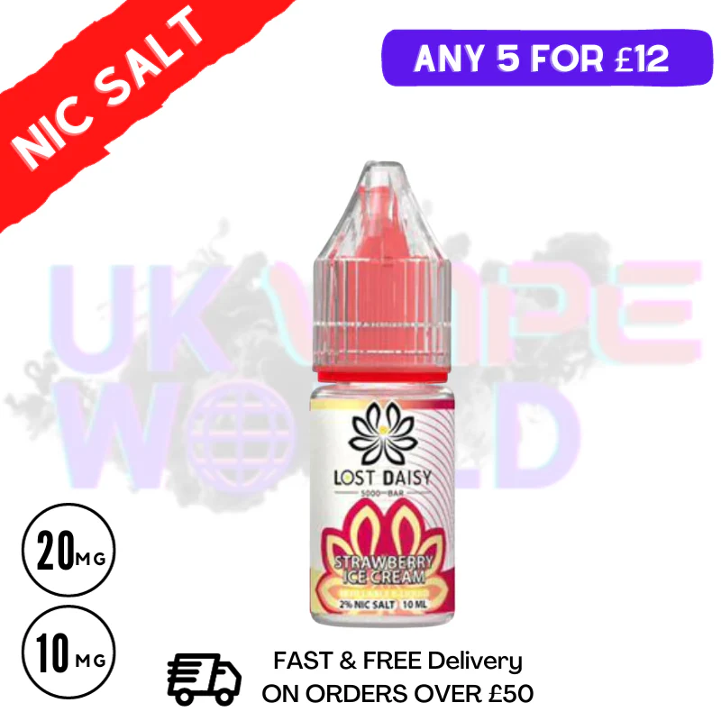 Strawberry ICE Cream LOST Daisy Nic Salt 10ML eLiquid