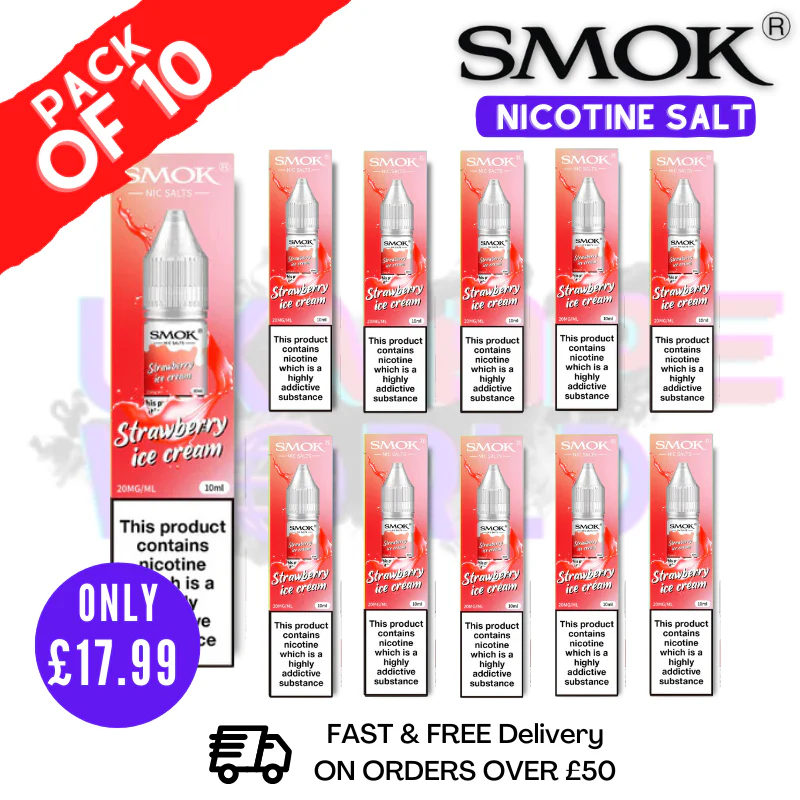 Strawberry Ice Cream Smok Nic Salt E Liquid BOX OF 10