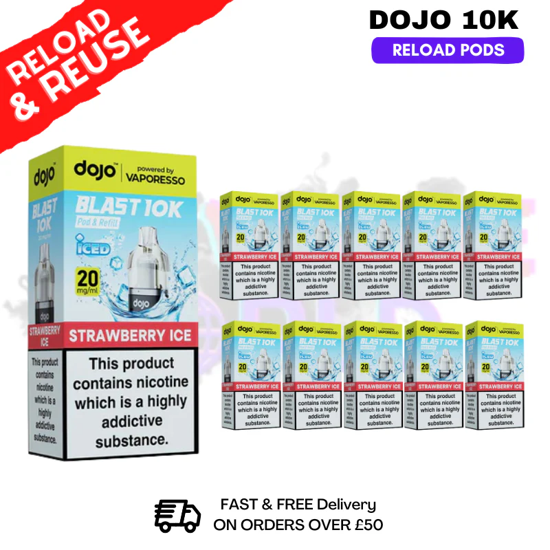 Strawberry ICE Dojo Blast 10K Replacement Pods Box Of 10