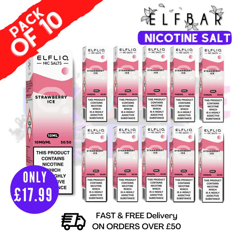 Strawberry ICE ElfLiq Nic Salt BOX OF 10 - ONLY £17.99