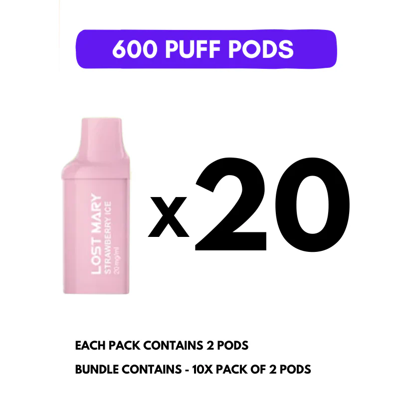 Strawberry ICE Lost Mary 600 Puff Replacement Pods Box Of 10 - Image 2