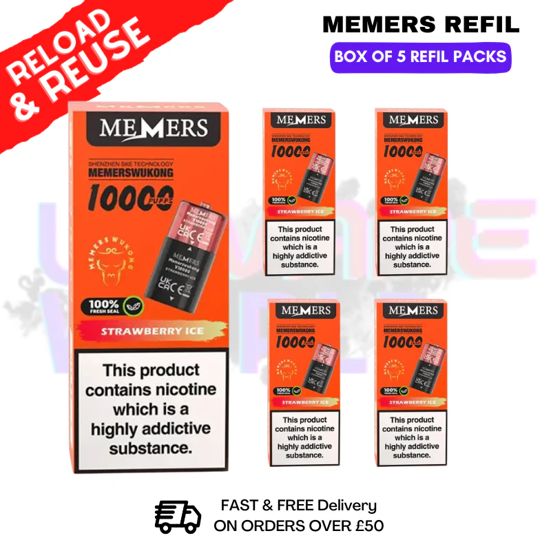 Strawberry ICE Memers V10000 Replacement Pods Box of 5