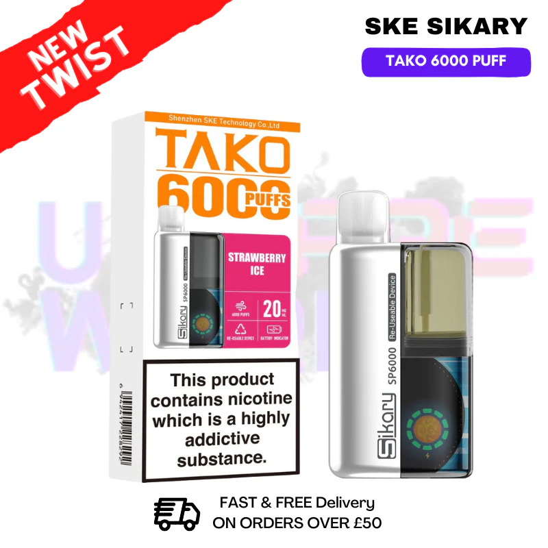 Strawberry ICE SKE SIKARY 6000 PUFF 6K Prefilled Kit
