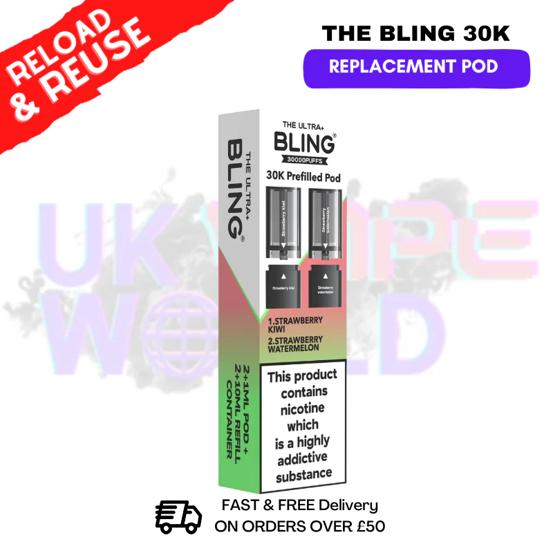 Strawberry Kiwi Bling 30k REFIL PACK Ultra Plus Pods - £6.99