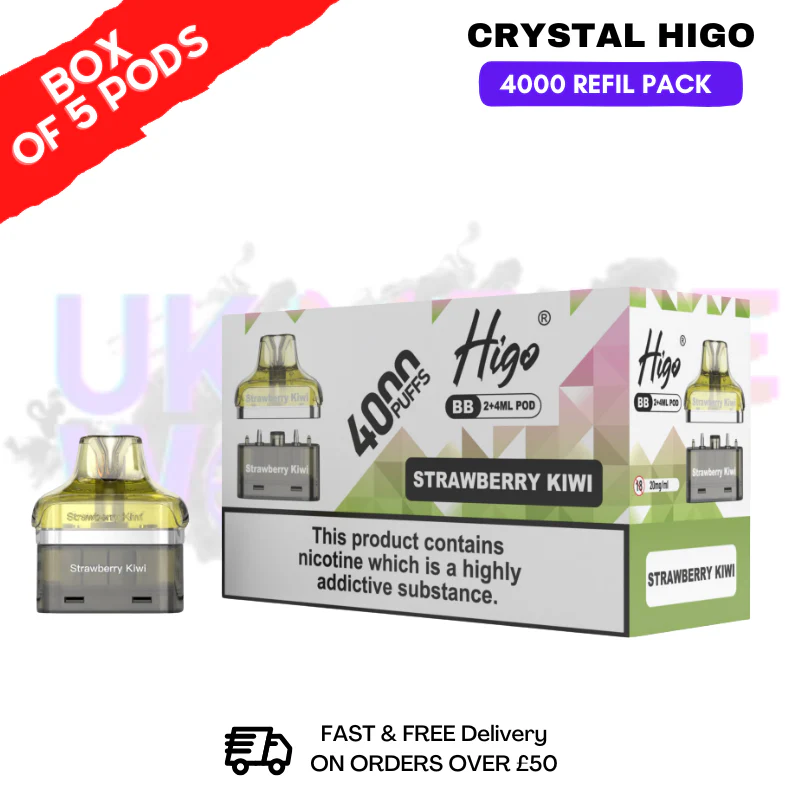 Strawberry Kiwi Crystal Higo 4000 REFIL Pods BOX OF 5