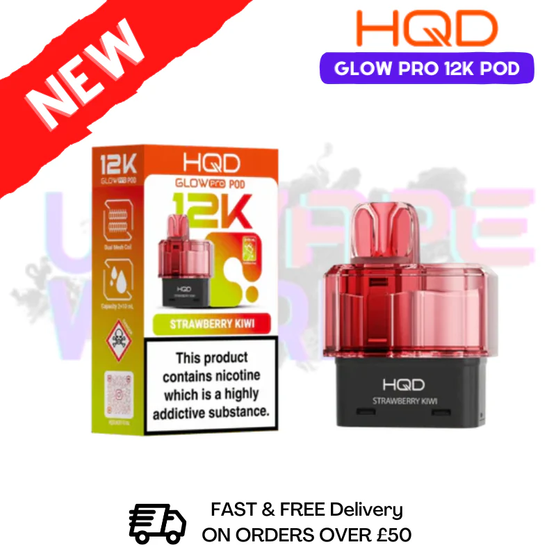 Strawberry Kiwi HQD Glow Pro 12K Puff Replacement Pods
