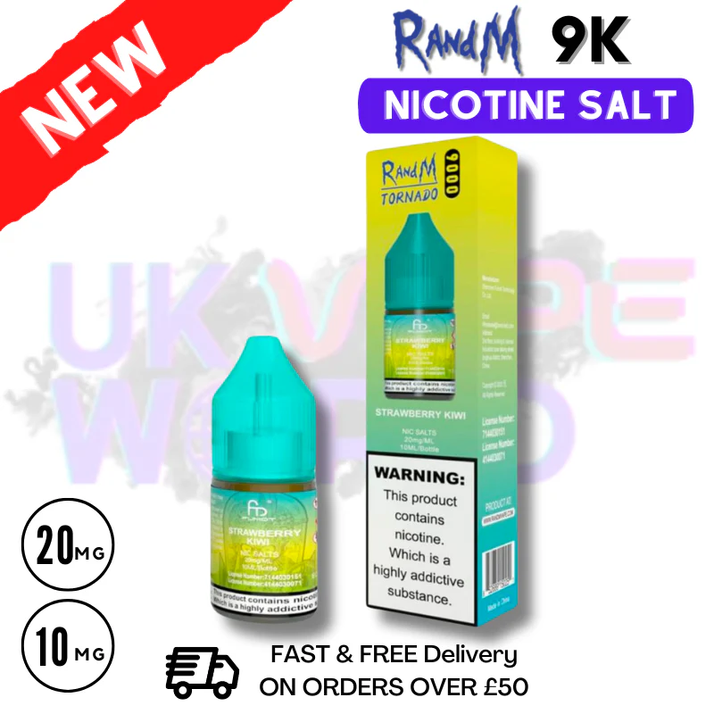 Strawberry Kiwi RandM Tornado 9000 Nic Salt 10ml eLiquid - £1.99