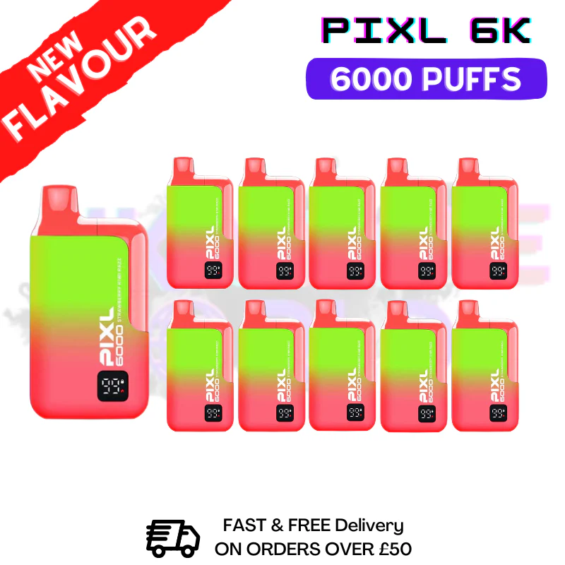 Strawberry Kiwi Razz Pixl 6000 6K Puff Box Of 10 - ONLY £74.99