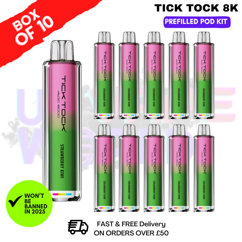 Strawberry Kiwi Tick Tock Magic 8000 8K Box Of 10