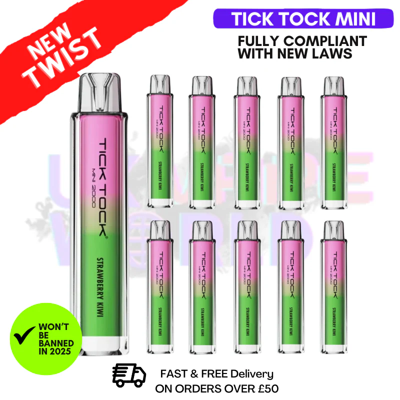 Strawberry Kiwi Tick Tock Mini 2000 Box Of 10
