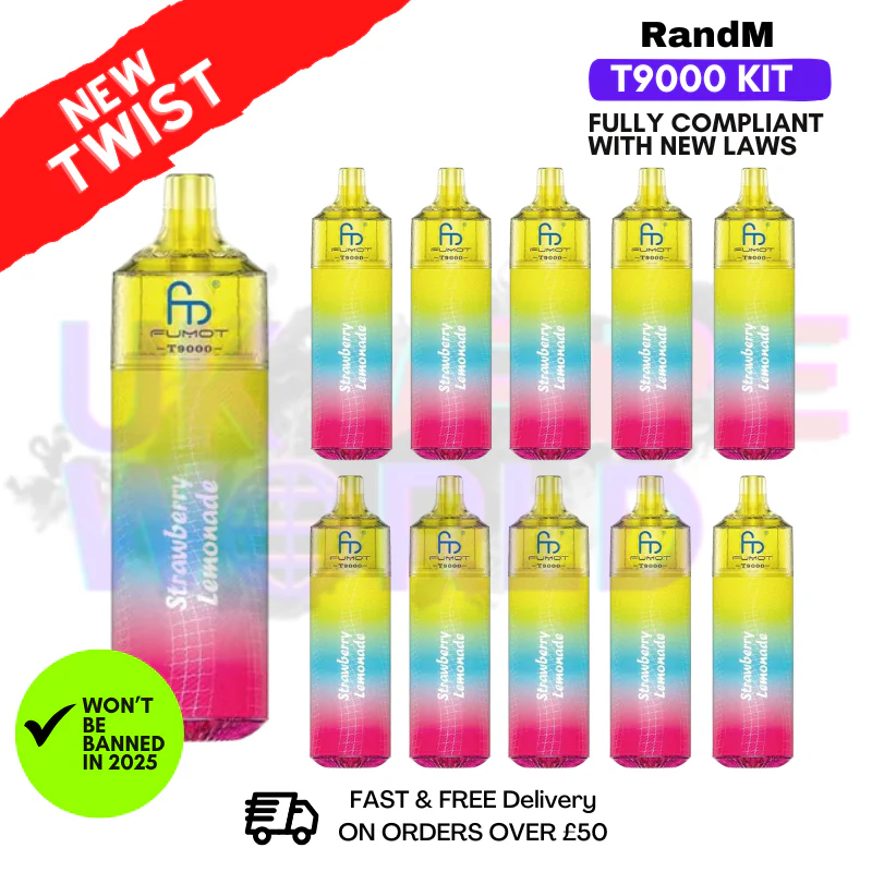 Strawberry Lemonade Randm T9000 Puffs Box Of 10