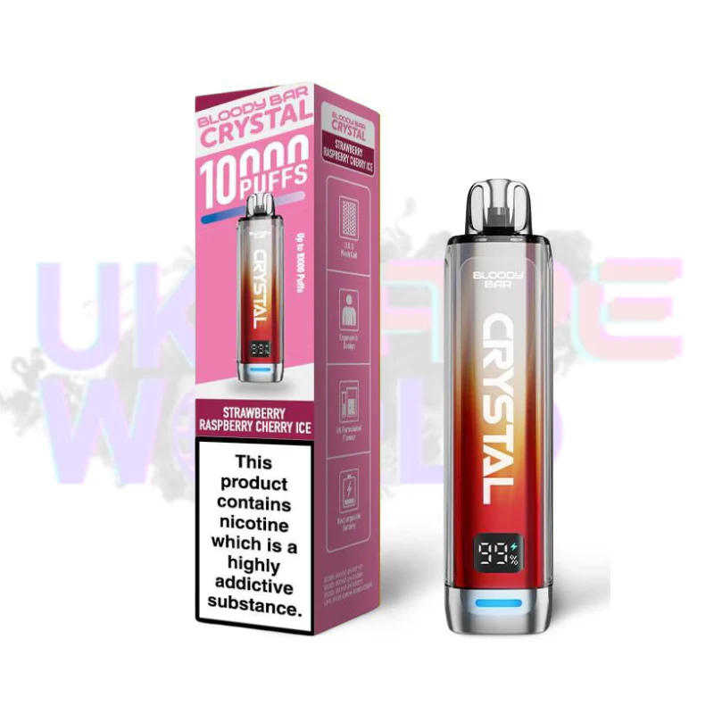 Straw Rasp Cherry ICE Bloody Bar Crystal 10K Puff Box Of 10 - Image 2