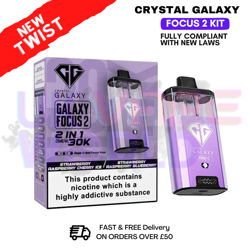 Strawberry Raspberry Cherry Ice Crystal Galaxy 30K Focus 2 Puff Kit