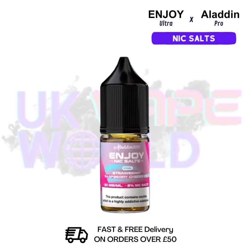 Straw Rasp Cherry ICE Enjoy Ultra X ALADDIN Nic Salt 10ML eLiquid