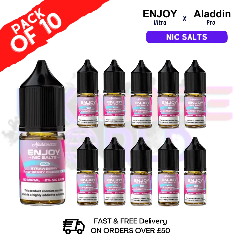Straw Rasp Cherry ICE Enjoy Ultra X ALADDIN Nic Salt Box Of 10