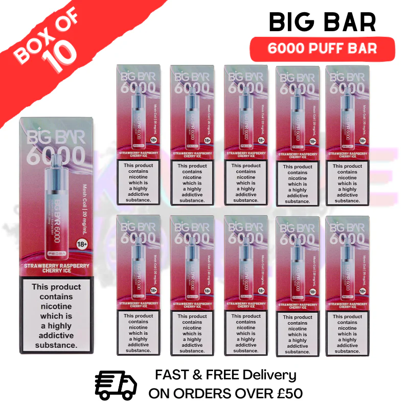 Strawberry Raspberry Cherry ICE Feoba PRO 6000 Puff 6K Box Of 10