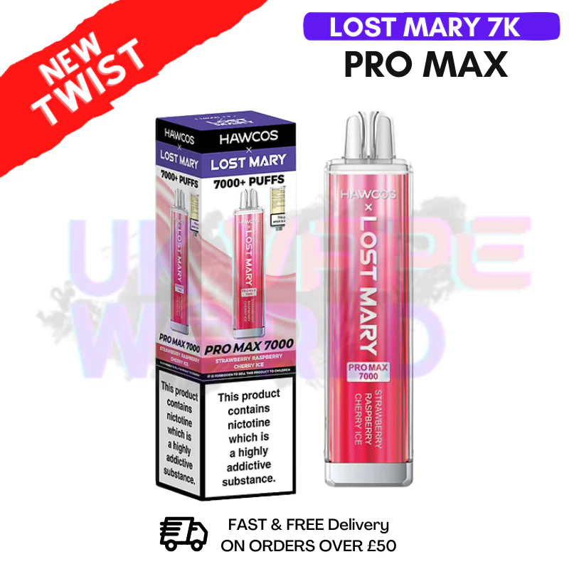 Strawberry Raspberry Cherry ICE Lost Mary 7K 7000 Puff Pro Max Bar