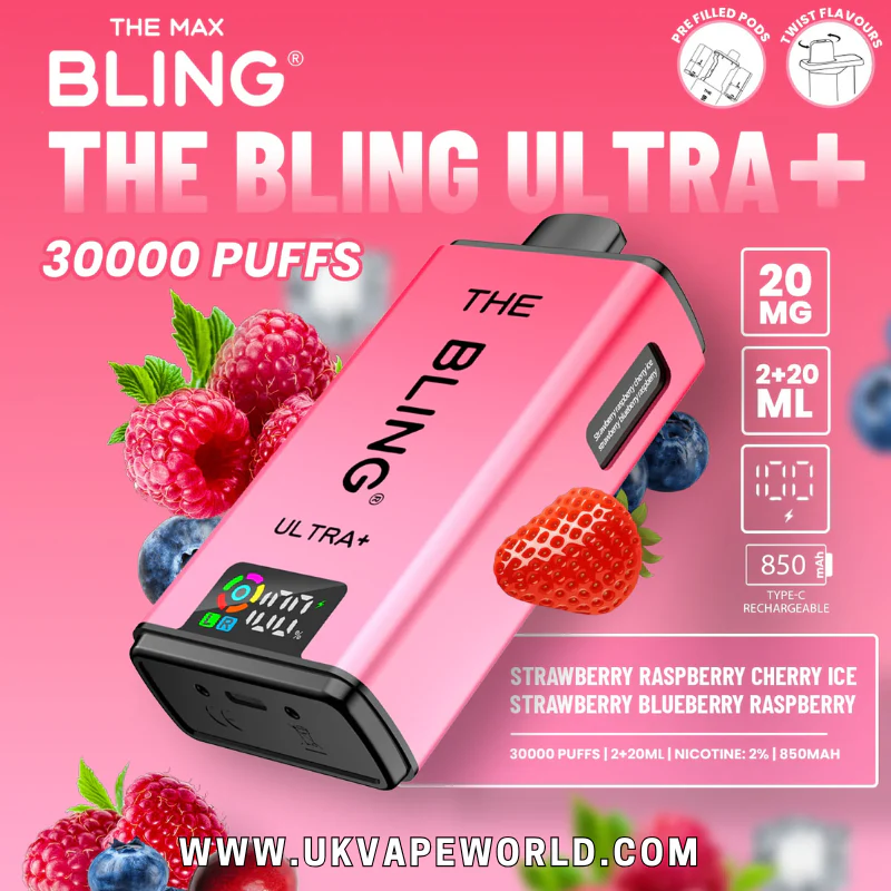 Strawberry Raspberry Cherry Ice Bling 30k Ultra Plus Prefilled Pod Kit