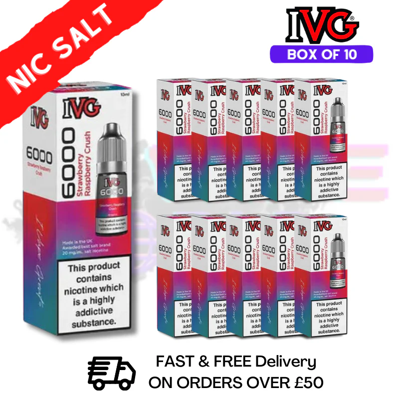 Strawberry Raspberry Crush IVG 6000 Box Of 10 Nic Salt