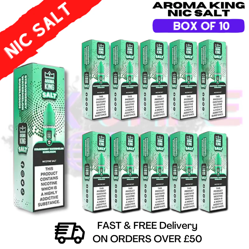 Strawberry Watermelon Bubblegum Aroma King Box Of 10 Nic Salts