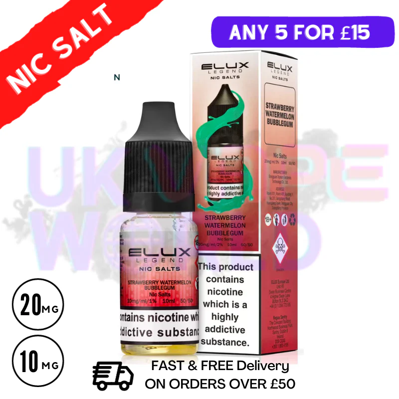 Strawberry Watermelon Bubblegum Elux Legend Nic Salt 10ML eLiquid