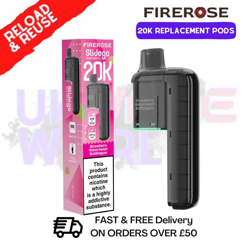 Strawberry Watermelon Bubblegum Firerose SlideGo 20K Replacement Pods