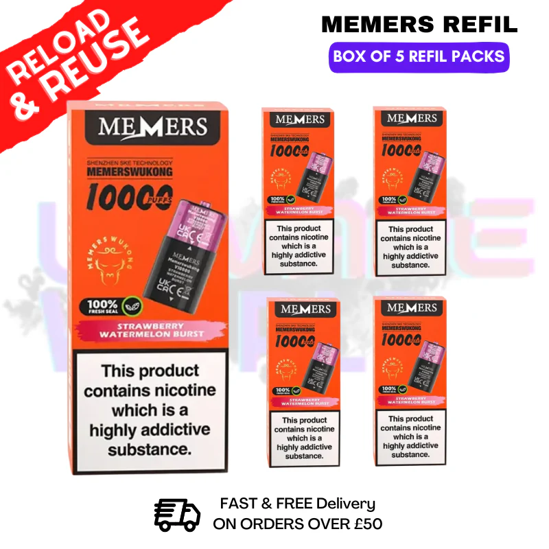 Strawberry Watermelon Burst Memers V10000 Replacement Pods Box of 5