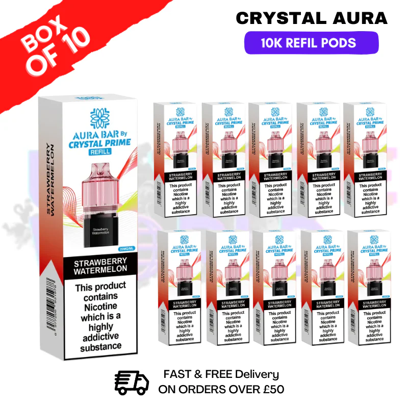 Strawberry Watermelon Crystal Prime 10K Refil Pods Box Of 10