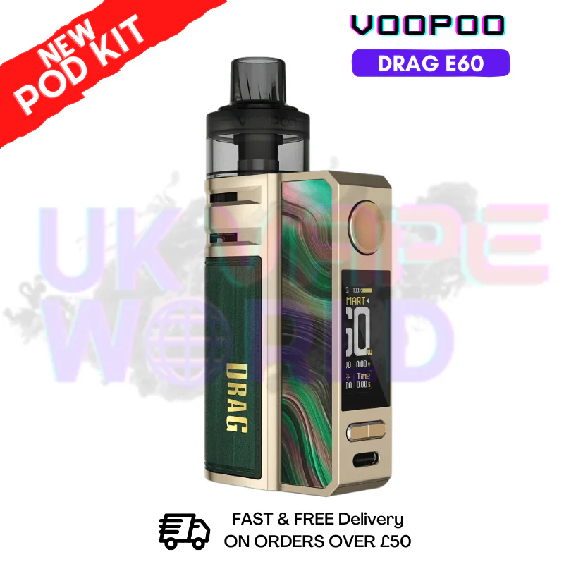 Streamer Green Voopoo Drag E60 Pod Kit + Free Nicsalt