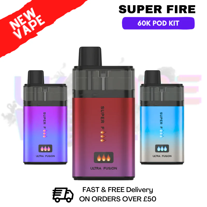 SuperFire 60K Ultra Fusion 60000 Puff Bar Twist Pod Kit - Β£10.99