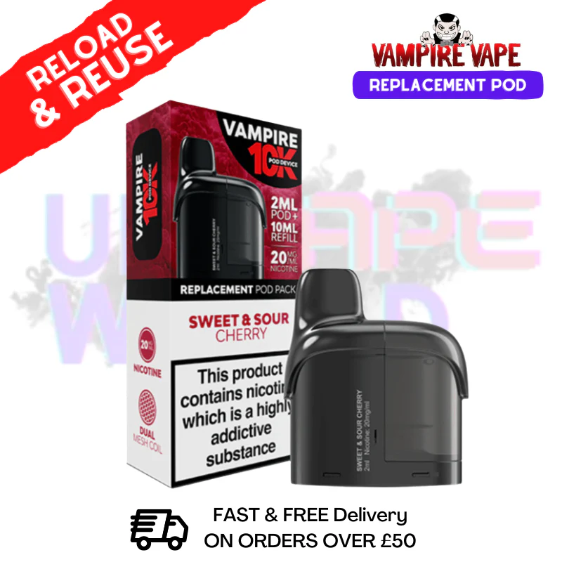 Sweet Sour Cherry Vampire Vape 10K Prefilled Pod