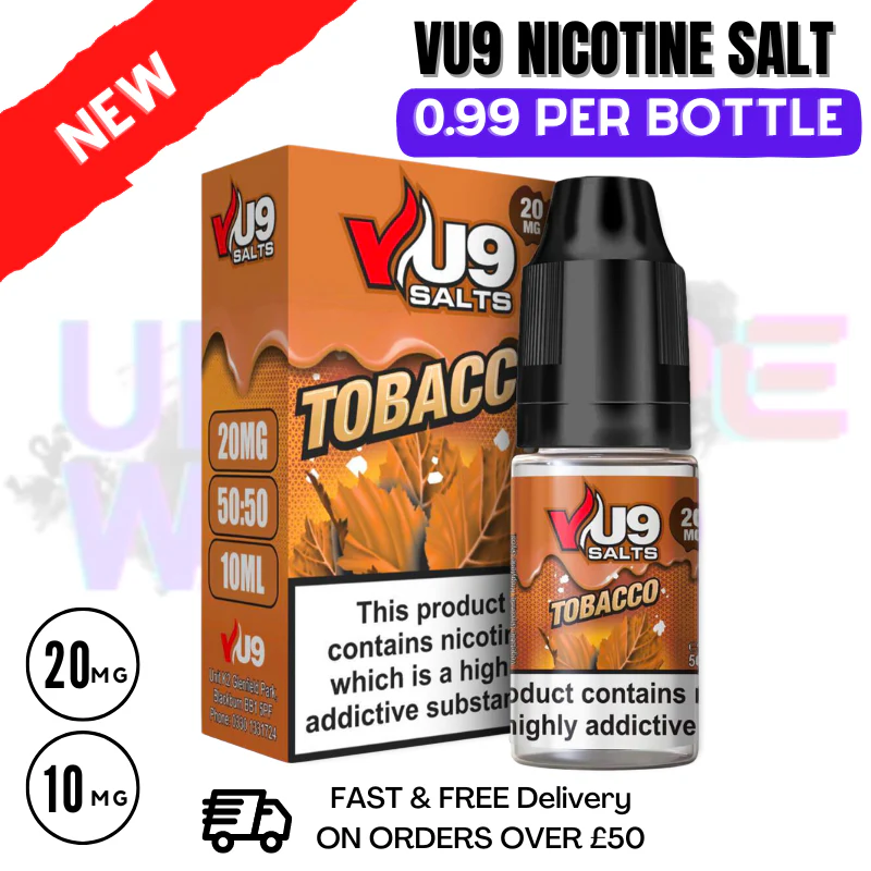 Tobacco Nic Salt 10ml Nicotine E Juice by VU9 - 99p Eliquid