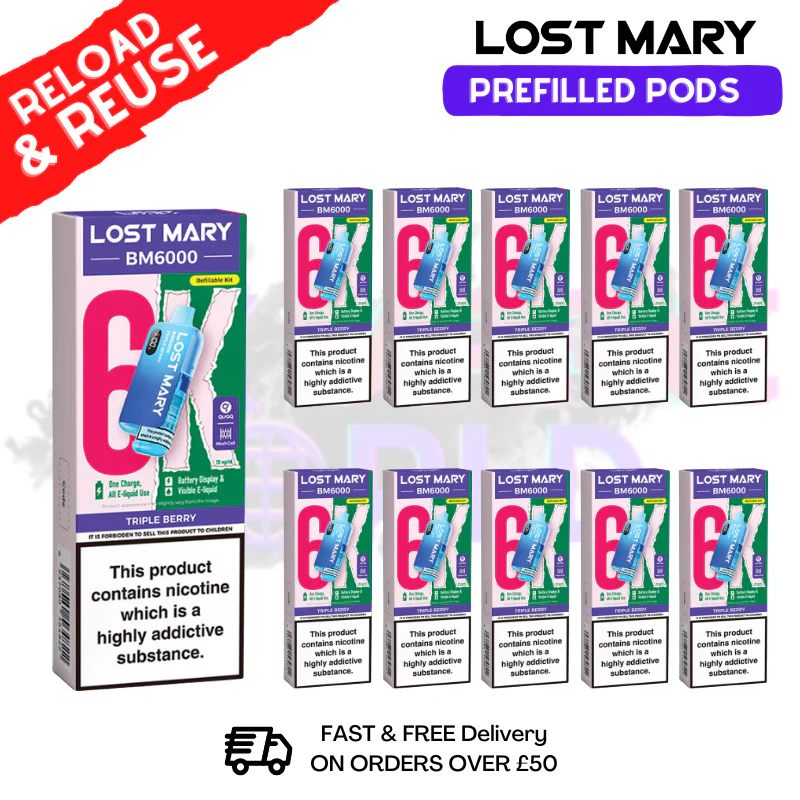 Triple Berry Lost Mary BM6000 Replacement Pods BOX OF 10