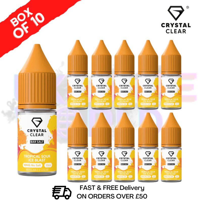 Tropical Sour ICE Blast Crystal Clear Nic Salt Box Of 10 - Only £17.99