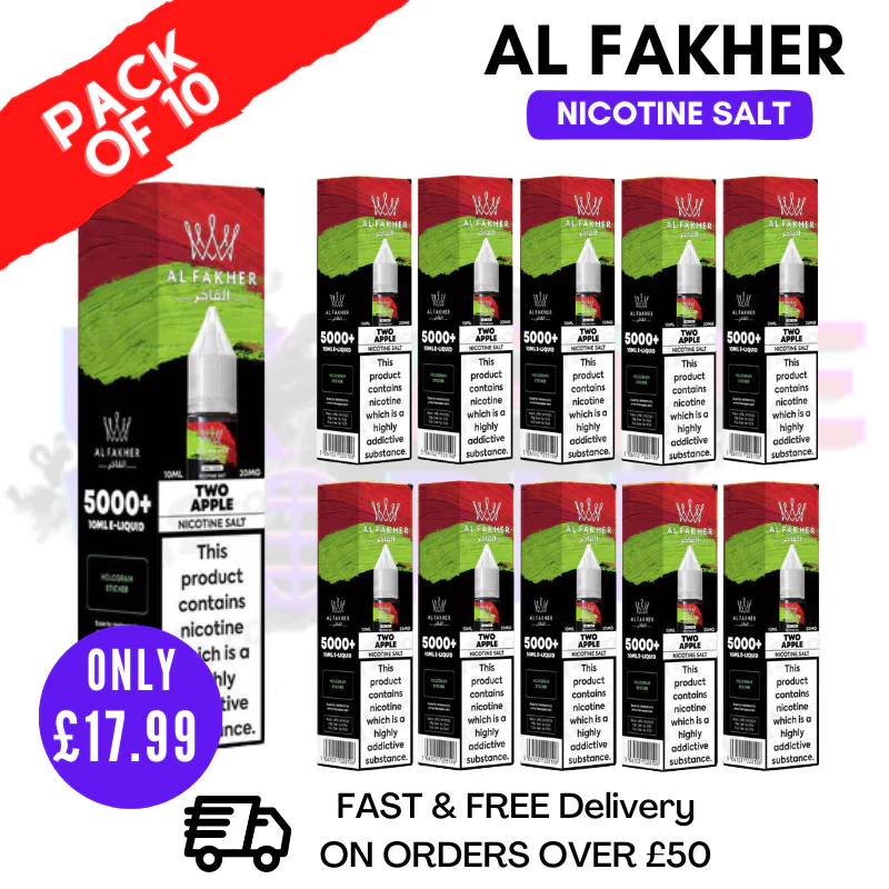 Two Apple Al Fakher 5000+ Nic Salt BOX OF 10