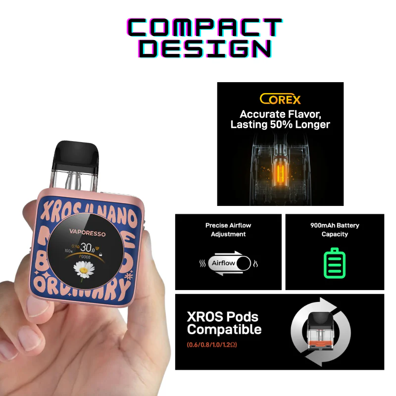 Vaporesso Xros Nano 4 Word-Pop Blue Vape Kit - Image 2