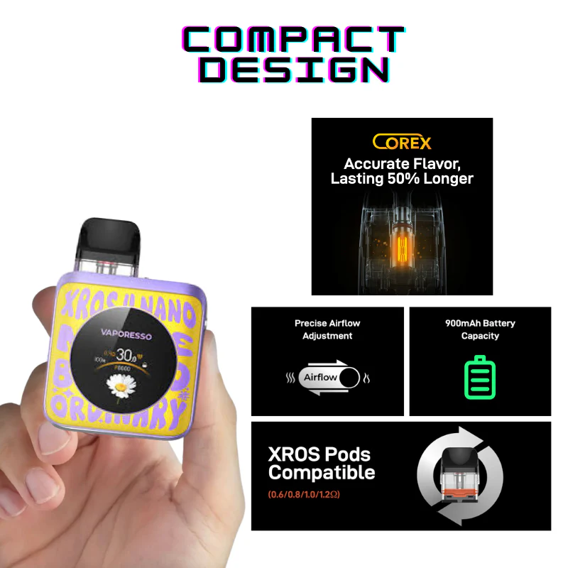Vaporesso Xros Nano 4 Word-Pop Yellow Pod Vape Kit - Image 2