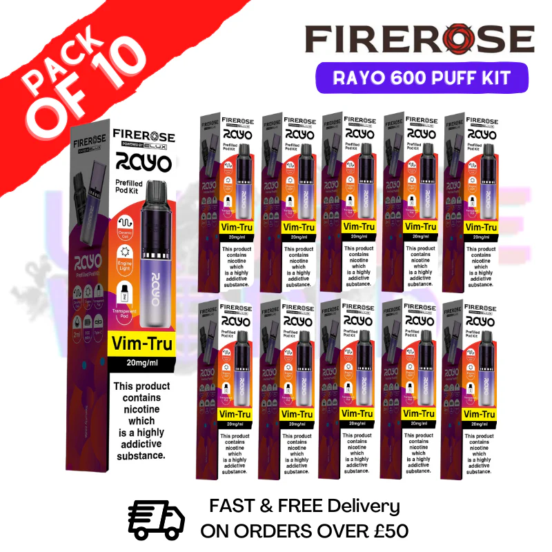 Vim-Tru Firerose 600 Puff Vape Kits Box of 10