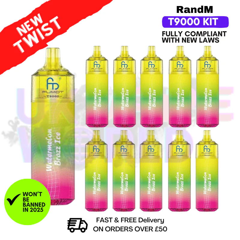 Watermelon Brazz Ice Randm T9000 Puffs Box Of 10
