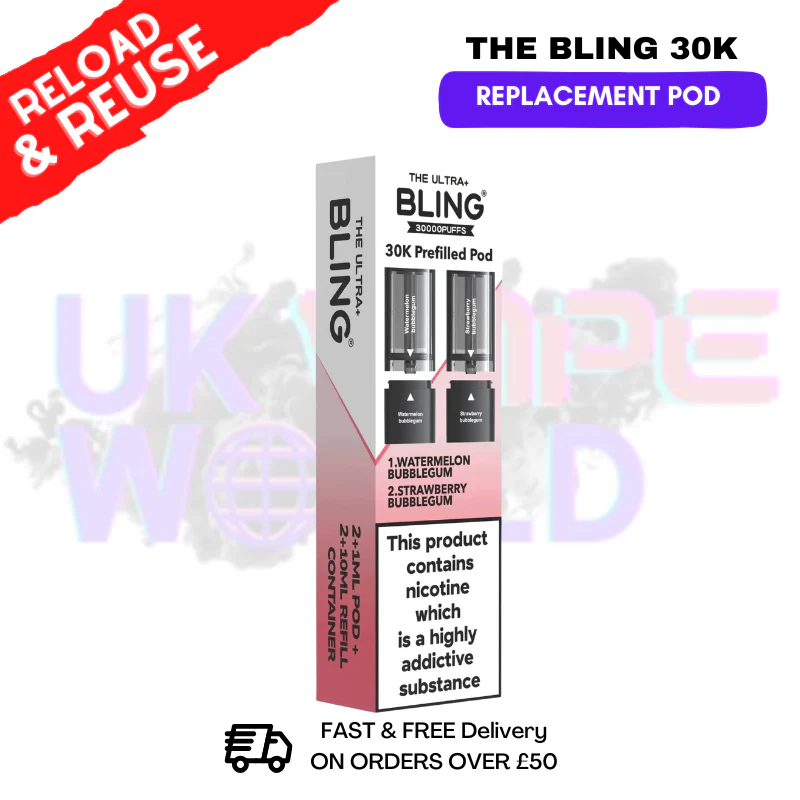 Watermelon Bubblegum Bling 30k REFIL PACK Ultra Plus Pods - £6.99