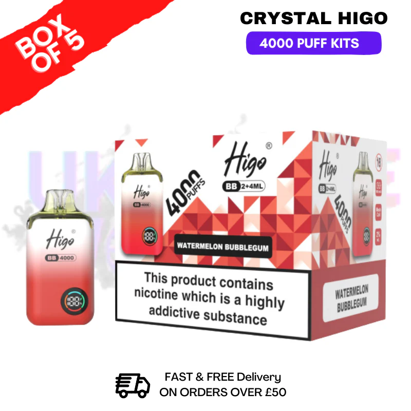 Watermelon bubblegum Crystal Higo 4000 Pod Kits Box Of 5