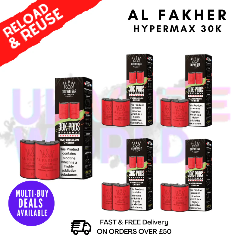 Watermelon Cherry AL Fakher 30K Box Of 5 Replacement Pods